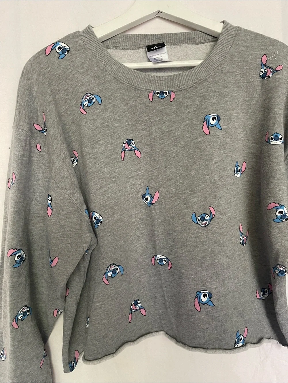 Disney Lilo & Stitch All-Over Print Cropped Sweatshirt Size XL Y2K Lounge Street
